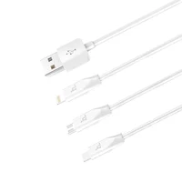 Дата кабель Hoco X1 Rapid 3in1 (Lightning+Micro USB+Type-C) (1m) Білий