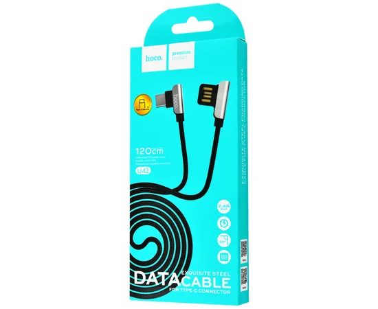 Дата кабель Hoco U42 Exquisite Steel Type-C cable (1.2m) Black