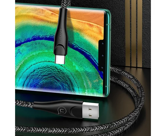 Дата кабель Usams US-SJ395 U41 Type-C Braided Data and Charging Cable 2m Черный