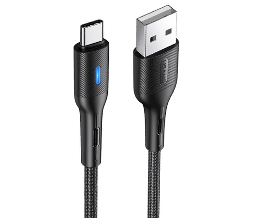 Дата кабель USAMS US-SJ460 U-Bob Series USB to Type-C Smart Power-off Cable (1.2m) Черный