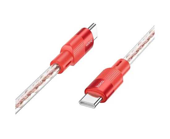 Дата кабель Hoco X99 Crystal Junction Type-C to Type-C 60W (1.2m) Red