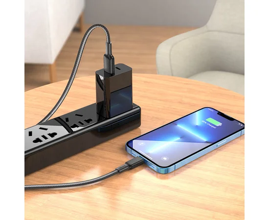 Дата кабель Hoco X69 Jaeger USB to Lightning (1m) Black / White