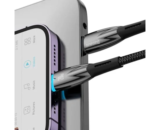 Дата кабель Baseus Glimmer Series Fast Charging Data Cable Type-C to Lightning 20W 1m (CADH000001) Black