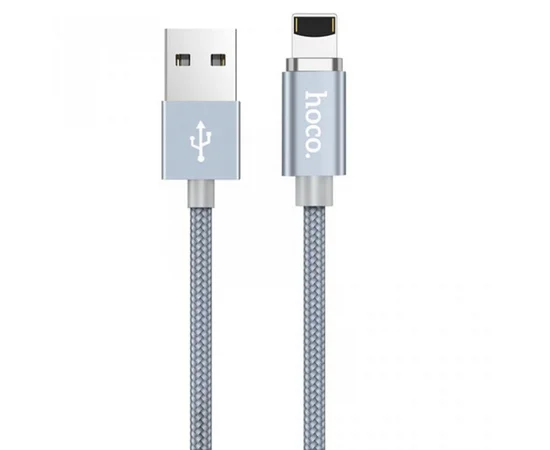 Дата кабель Hoco Magnetic U40А плетеный USB to Lightning (1m) Серый