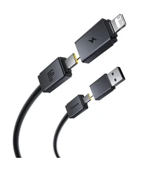 Дата кабель Baseus Versatile Two-for-Two USB/Type-C to Type-C/Lightning 60W (0.6m) (P10383000) Cosmic Black
