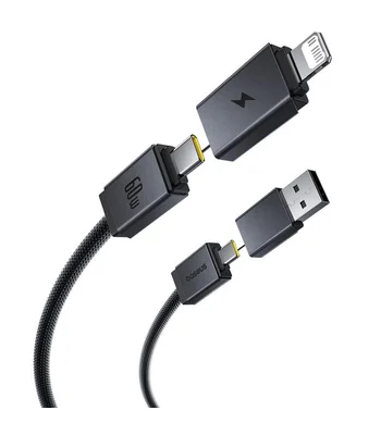 Дата кабель Baseus Versatile Two-for-Two USB/Type-C to Type-C/Lightning 60W (0.6m) (P10383000) Cosmic Black