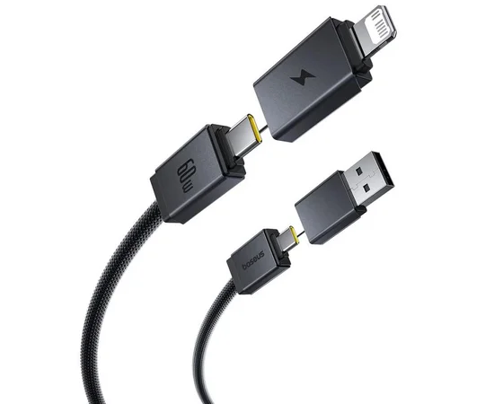 Дата кабель Baseus Versatile Two-for-Two USB/Type-C to Type-C/Lightning 60W (0.6m) (P10383000) Cosmic Black