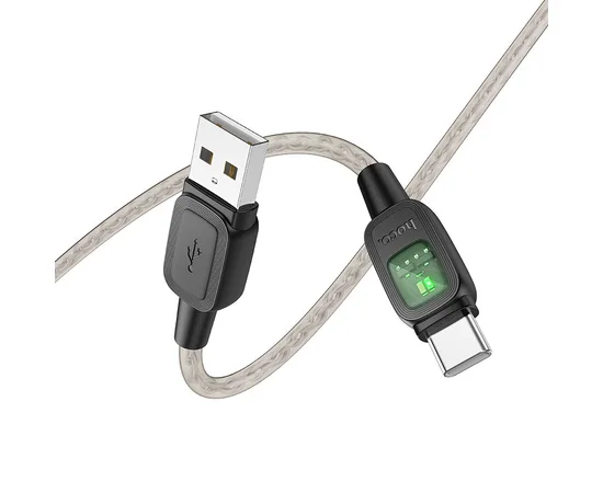 Дата кабель Hoco U124 Stone silicone power-off USB to Type-C Black