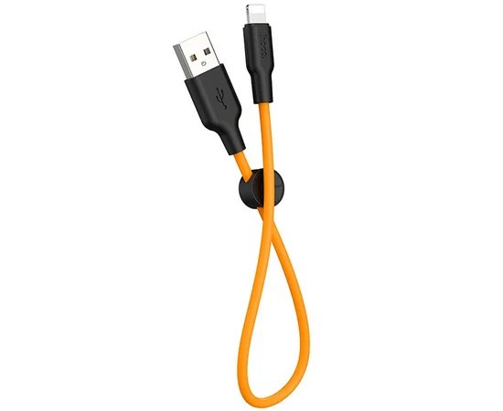 Дата кабель Hoco X21 Plus Silicone Lightning Cable (0.25m) Black / Orange