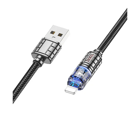 Дата кабель Hoco U122 Lantern Transparent Discovery Edition USB to Lightning Black