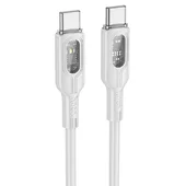 Дата кабель Hoco U120 Transparent explore intelligent power-off PD 60W Type-C to Type-C (1.2m) Gray