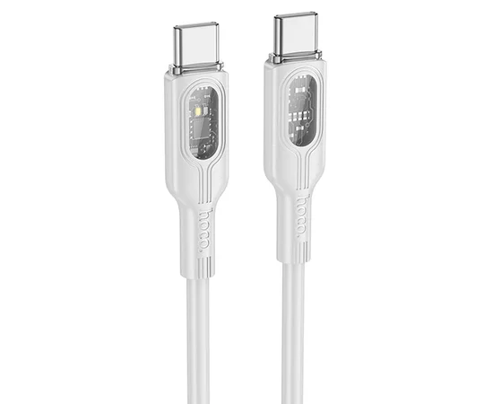 Дата кабель Hoco U120 Transparent explore Intelligent Power-off PD 60W Type-C to Type-C (1.2m) Gray