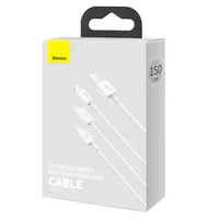 Дата кабель Baseus Superior Series USB to MicroUSB-Lightning-Type-C 3.5A (1.5m) (CAMLTYS) Stellar White