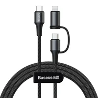 Дата кабель Baseus Twins 2in1 cable Type-C to Type-C 60W (20V/3A) + Lightning 18W (9V/2A) (1m) Чорний