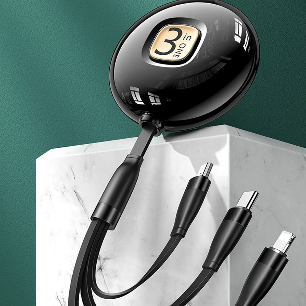 Дата кабель Usams US-SJ508 U69 3IN1 Retractable Cable 1m Чорний