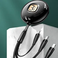 Дата кабель Usams US-SJ508 U69 3IN1 Retractable Cable 1m Чорний