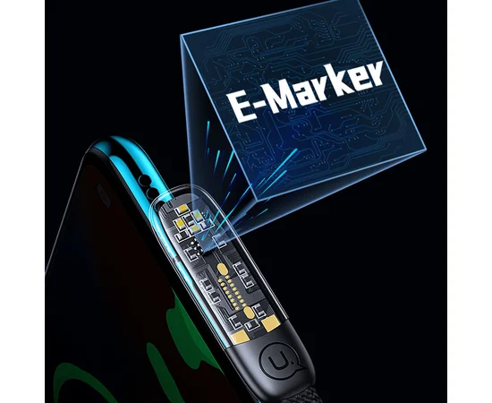 Дата кабель USAMS US-SJ584 Type-C to Type-C PD 100W Right-angle (1.2m) Black