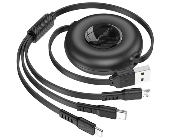 Дата кабель Borofone BX74 USB to 3in1 (1m) Black