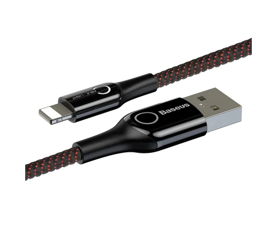 Дата кабель Baseus C-shaped (со световым индикатором) USB to Lightning 2.4A (1m) Черный