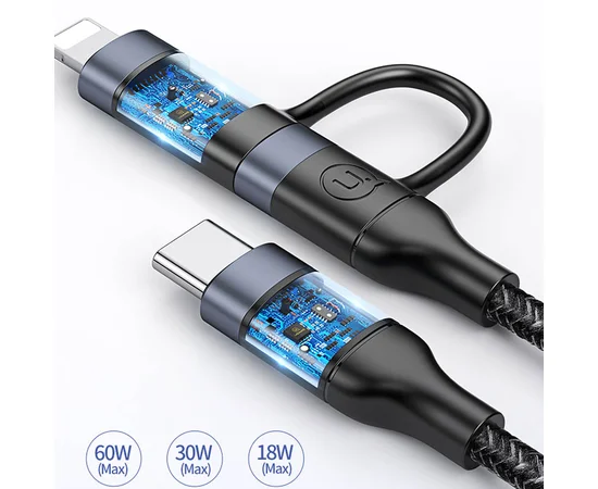 Дата кабель Usams US-SJ404 U31 30W Fast charging Type-C/USB to Lightning  (1.2m) Черный