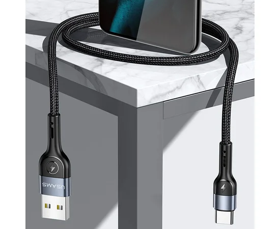 Дата кабель Usams US-SJ449 U55 Aluminum Alloy Braided USB to Type-C (1m) Black