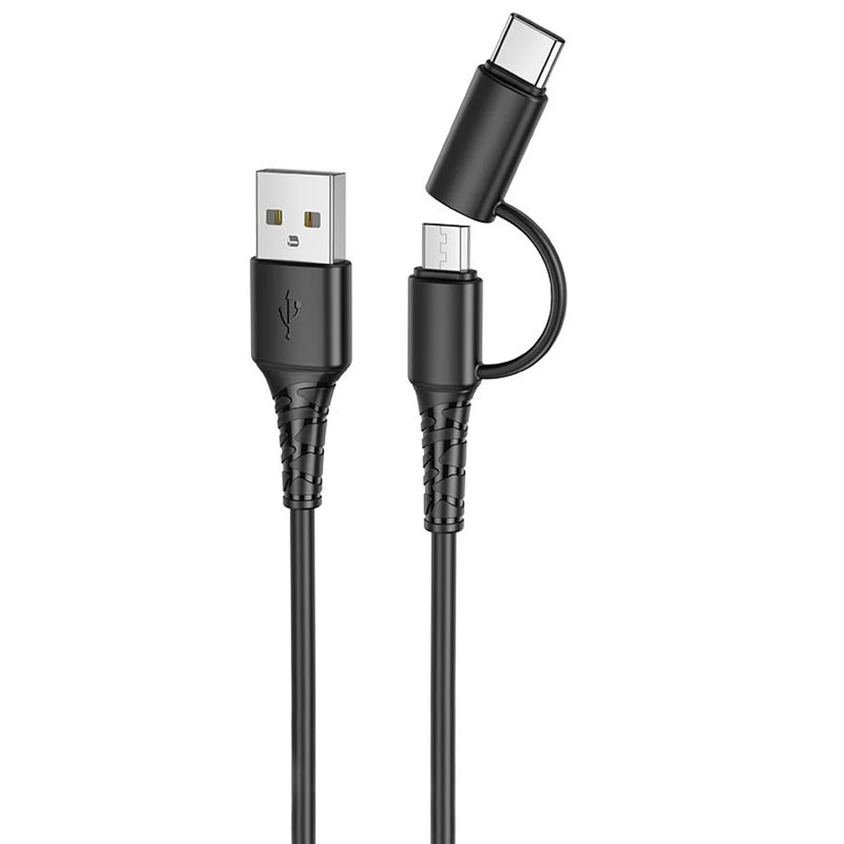 Дата кабель Hoco X54 Cool dual 2in1 USB to MicroUSB-Type-C (1m) Чорний
