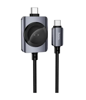 Дата кабель Hoco CW66 2in1 Type-C для iWatch/Type-C PD100W (1.2m) Black