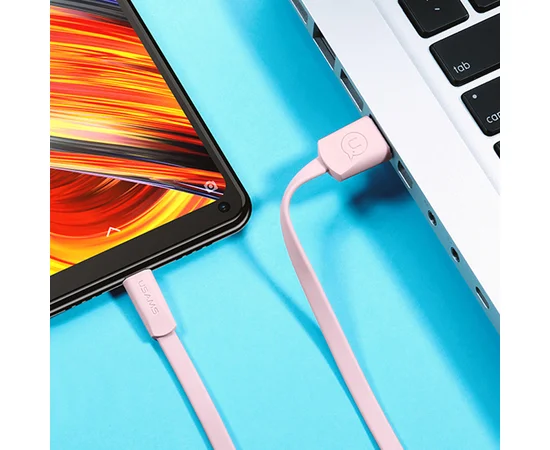 Дата кабель USAMS US-SJ200 USB to Type-C 2A (1.2m) Рожевий