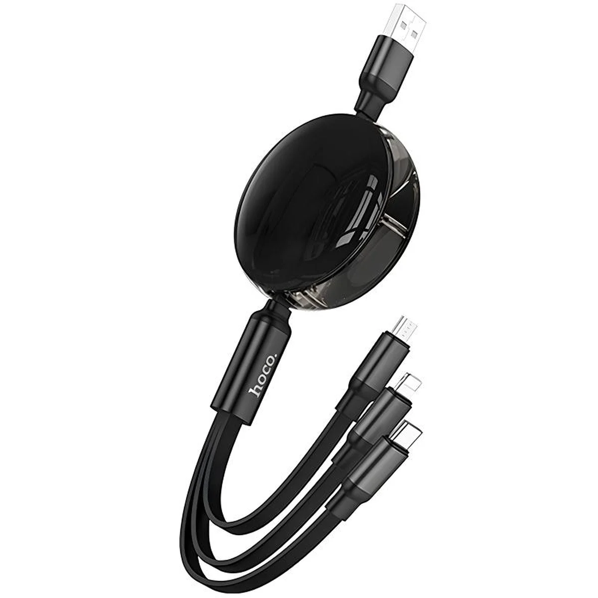 Дата кабель Hoco X78 Easy pull storage 3in1 (1m) Black