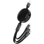 Дата кабель Hoco X78 Easy pull storage 3in1 (1m) Black