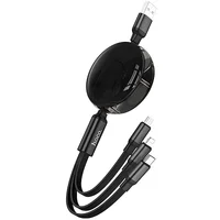 Дата кабель Hoco X78 Easy pull storage 3in1 (1m) Black
