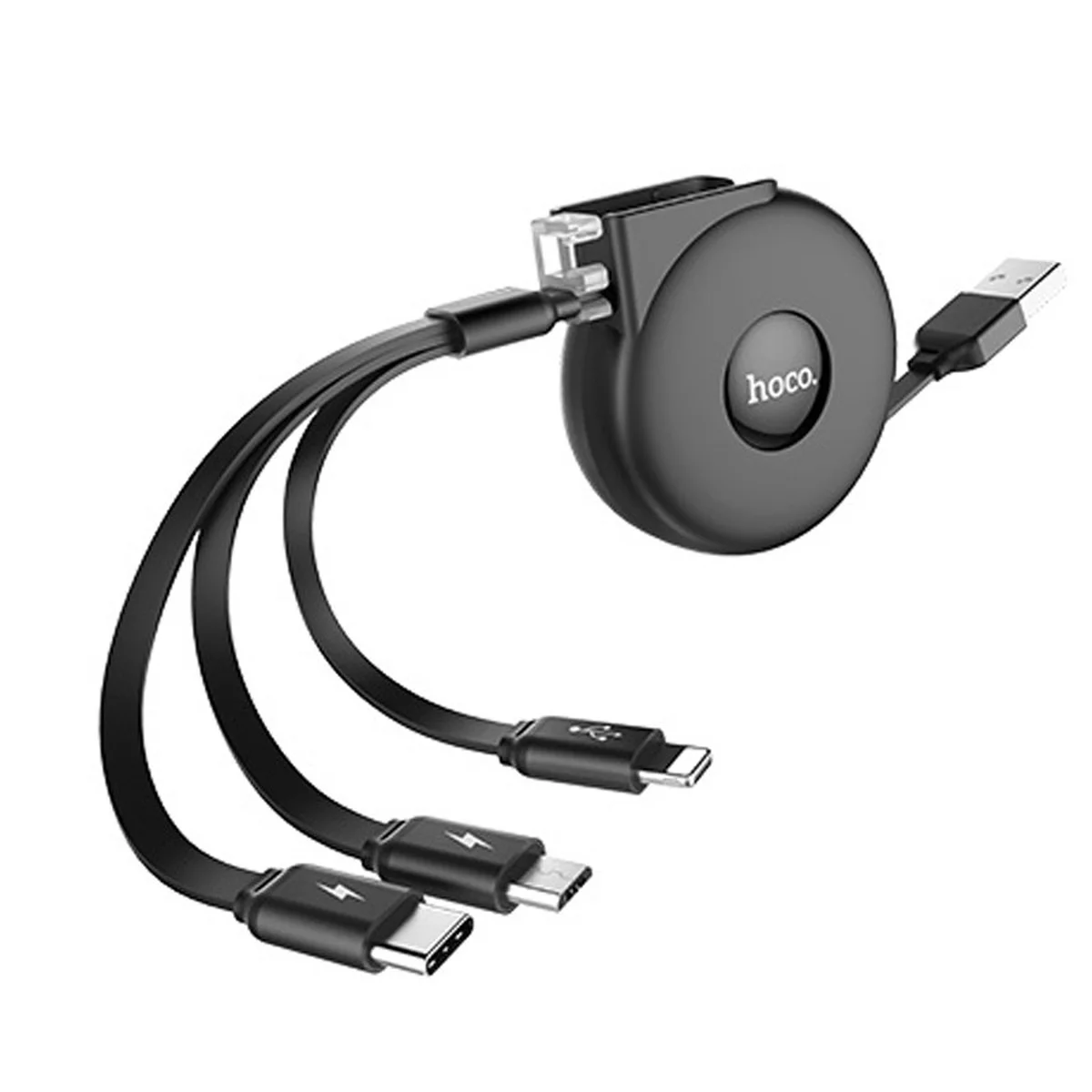 Дата кабель Hoco U50 3in1 Lightning-microUSB-Type-C (1m) Черный