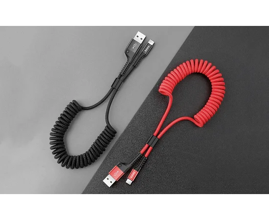 Дата кабель Baseus Double Spring (компактный) USB to Lightning 2A (1m) Черный