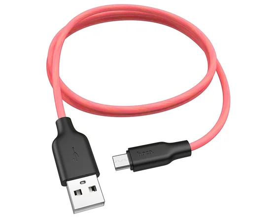 Дата кабель Hoco X21 Plus Silicone MicroUSB Cable (1m) Black / Red