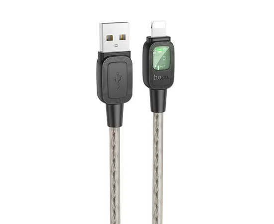Дата кабель Hoco U124 Stone silicone power-off USB to Lightning Black