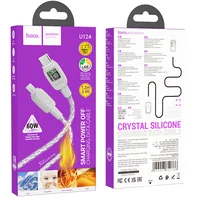 Дата кабель Hoco U124 Stone silicone power-off 60W Type-C to Type-C Gray