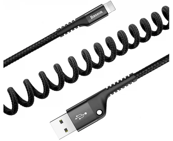 Дата кабель Baseus Double Spring (компактный) USB to Lightning 2A (1m) Черный