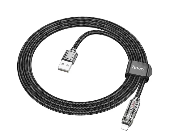 Дата кабель Hoco U122 Lantern Transparent Discovery Edition USB to Lightning Black