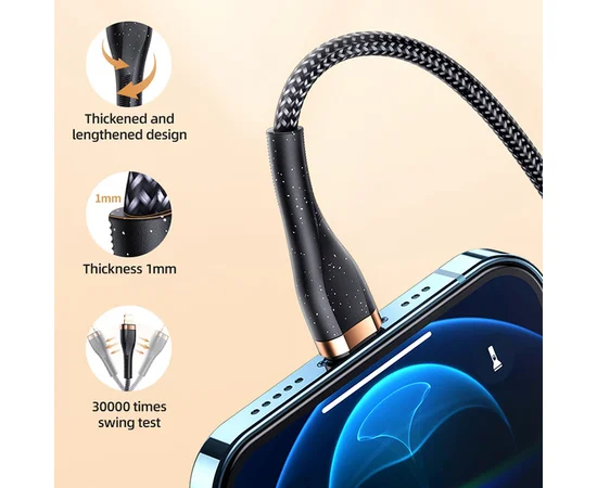 Дата кабель Usams US-SJ487 U64 Aluminum Alloy USB to Lightning 1.2m Черный