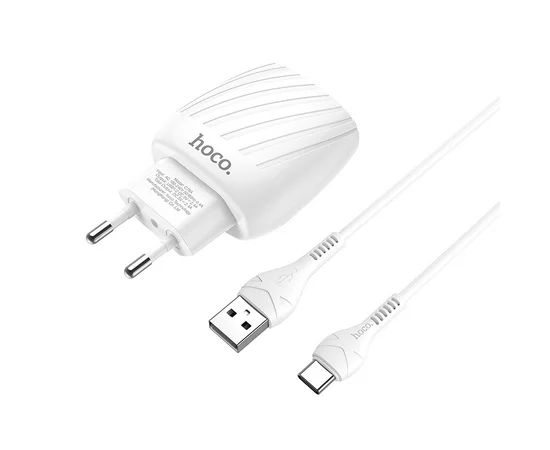 СЗУ Hoco C78A (2USB/2.4A) + Type-C Белый