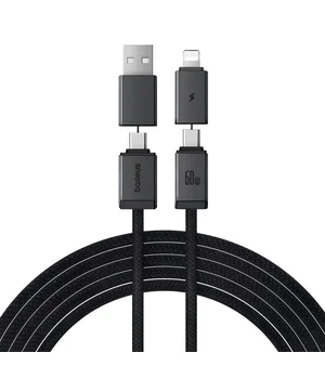 Дата кабель Baseus Versatile Two-for-Two USB/Type-C to Type-C/Lightning 60W (2m) (P10383000) Cluster Black
