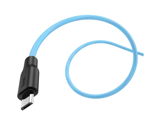 Дата кабель Hoco X21 Plus Fluorescent Silicone MicroUSB Cable (1m) Голубой
