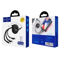 Дата кабель Hoco U50 3in1 Lightning-microUSB-Type-C (1m) Черный