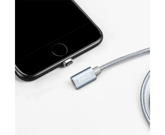 Дата кабель Hoco Magnetic U40А плетеный USB to Lightning (1m) Серый