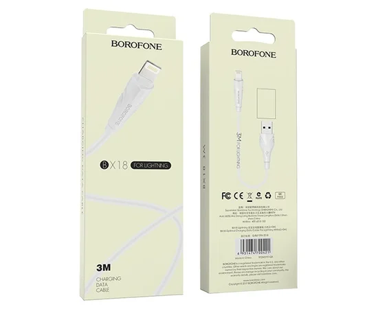 Дата кабель Borofone BX18 Optimal USB to Lightning (3m) Белый
