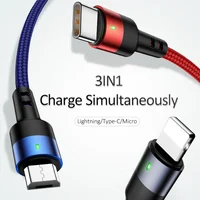 Дата кабель Usams US-SJ412 U26 3in1 USB to Combo 2A (3m) Черный