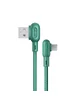 Дата кабель USAMS US-SJ458 U57 Micro Dual Right-angle Cable With Colorful Light (1.2m) Зеленый