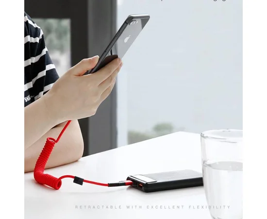 Дата кабель Baseus Fish Eye Spring Data Lightning Cable 2A (1m) Красный