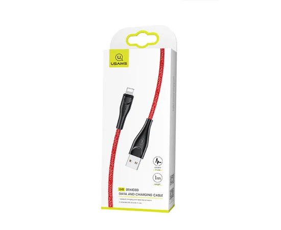 Дата кабель Usams US-SJ391 U41 Lightning Braided Data and Charging Cable 1m Красный