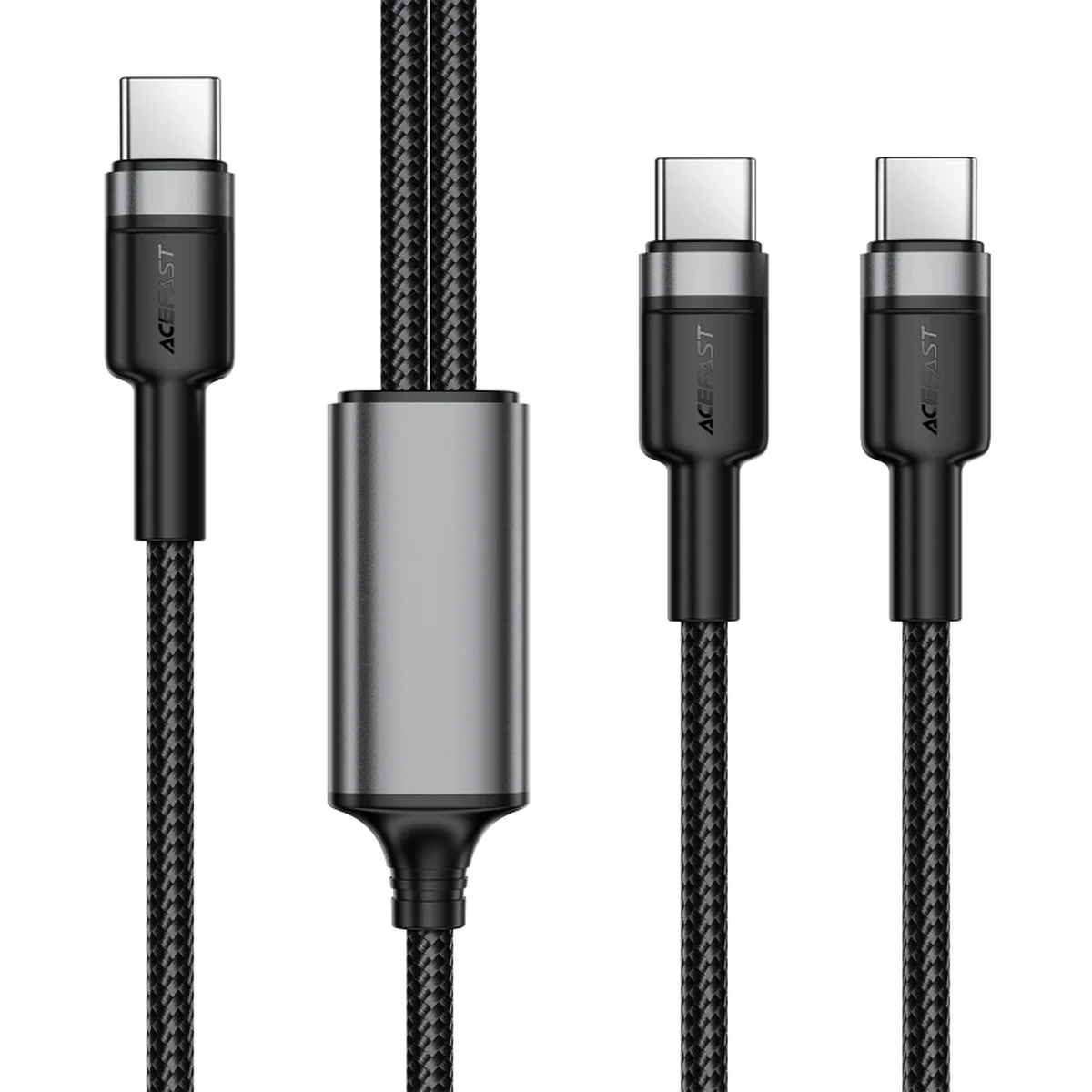 Дата кабель Acefast C22-02 2in1 Type-C to Type-C/Type-C 100W (1.2m) Black